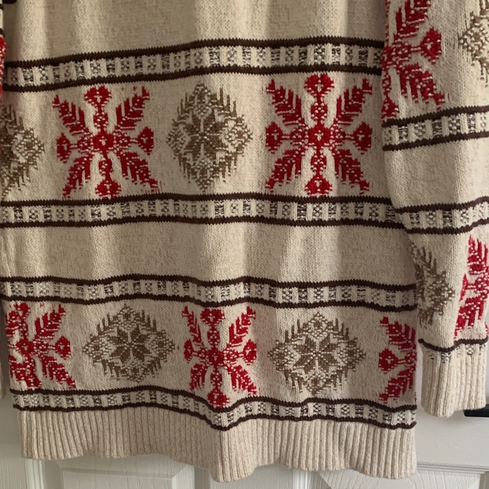 Lands' End Women's Beige and Red Knit Cardigan - Picture 13 of 15